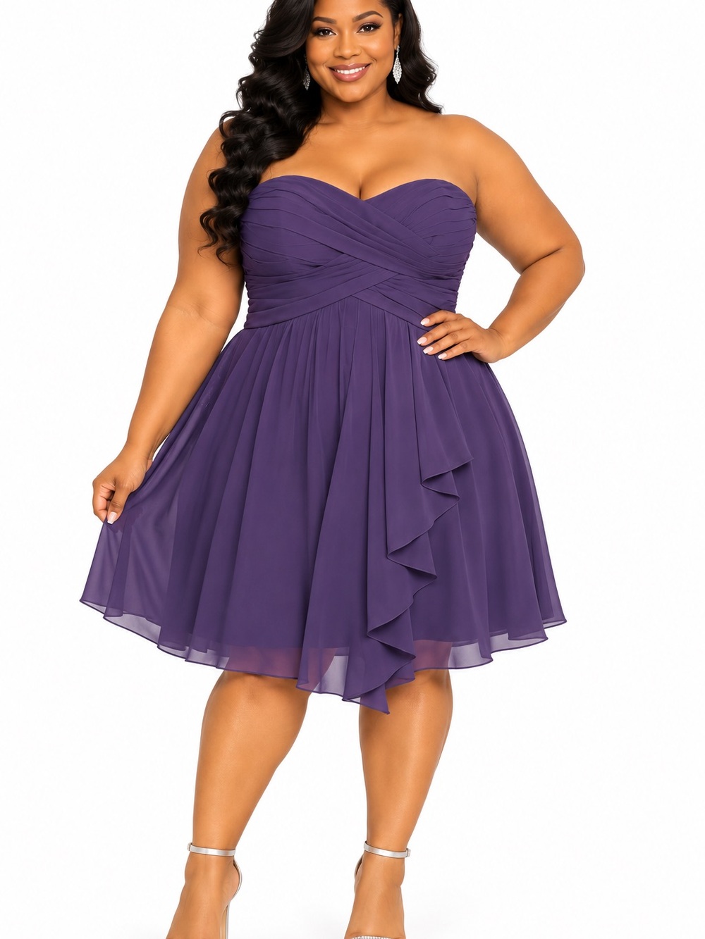 David’s Bridal Size 22 Purple Strapless Chiffon Bridesmaid Dress